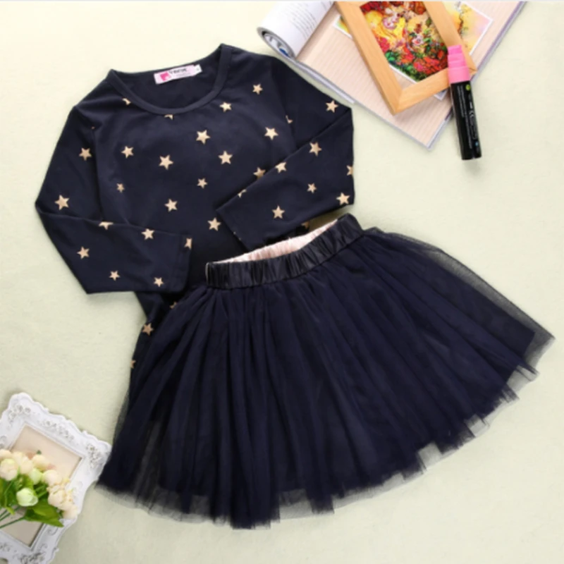 

Baby Girl 2021 Autumn Fashion Kids Girls Clothes Sets 2pcs Long Sleeve Pullover T Shirts Tops Lace Bow Tutu Skirts Outfit
