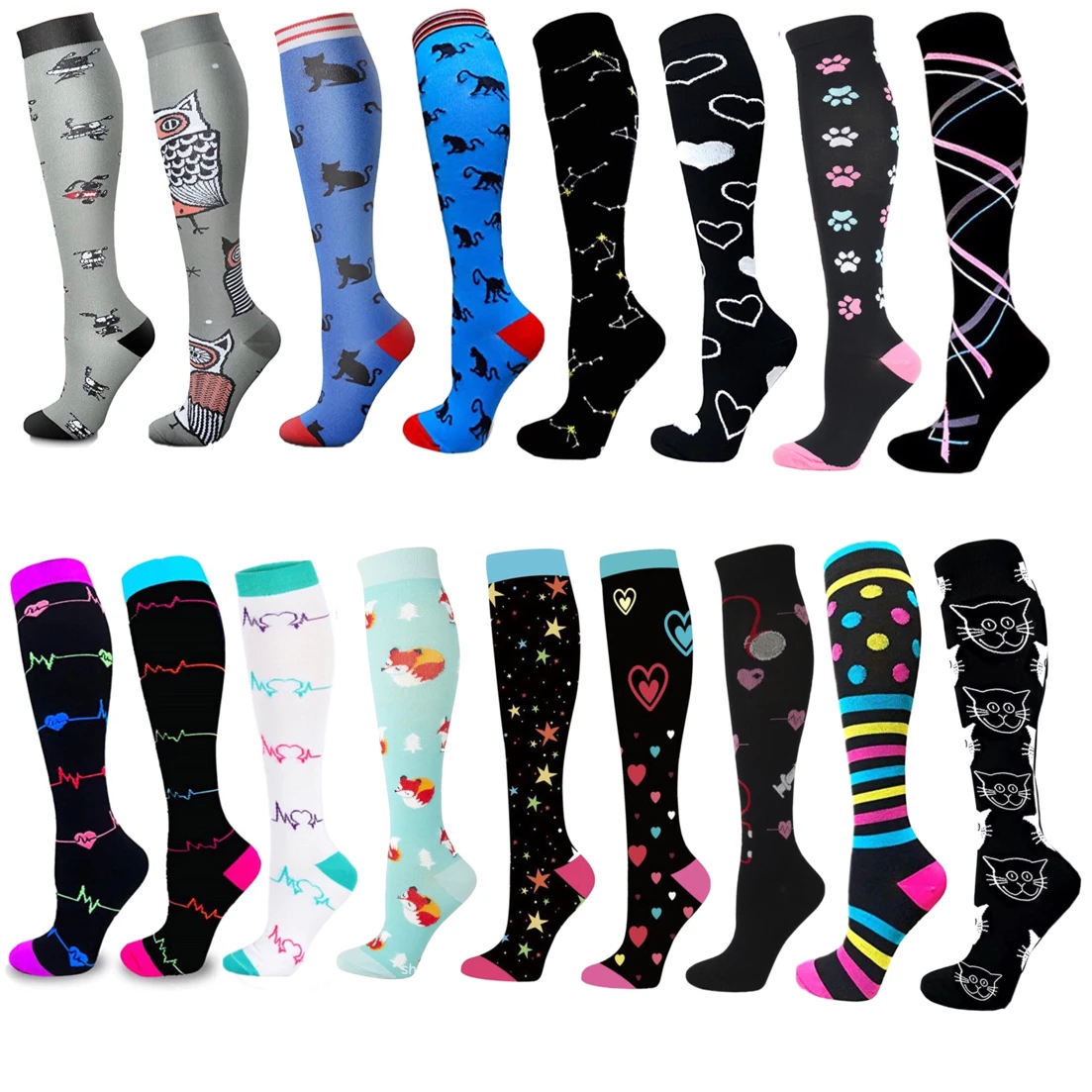 

New Compression Stockings Cycling Socks Fit Edema, Diabetes, Varicose Veins, Blood Circulation Pressure Nursing Sports Socks