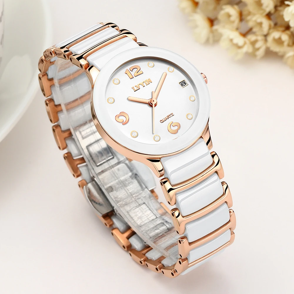 Enlarge Women's Watch Waterproof  Luxury Ceramic Wristwatches Fashion Charm Wristwatch Quartz White Gold Cute Watches Romantic Gift