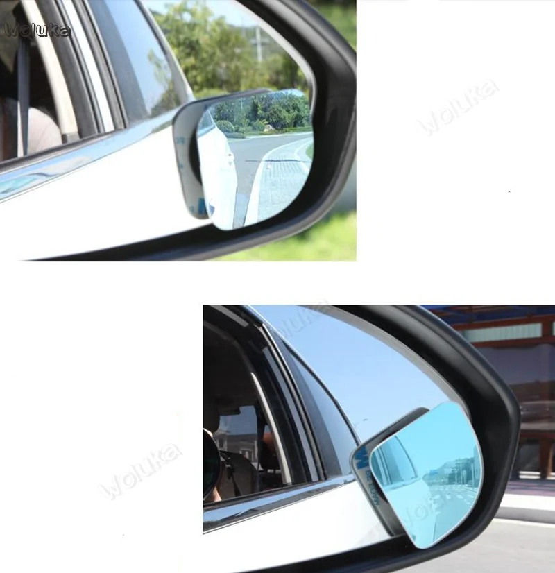 Автомобильное зеркало заднего вида маленькое круглое синее в форме веера для