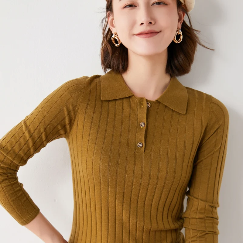 Пуловер женский зимний кашемировый с воротником-поло 2021 | Женская одежда