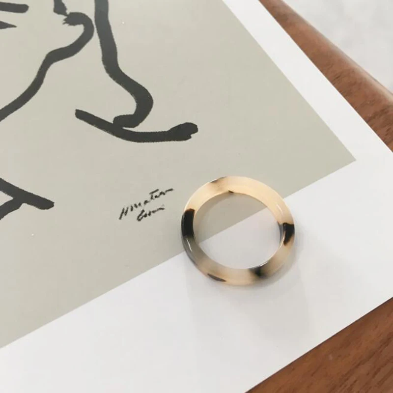 

Retro New Korea Chic Transparent Aesthetic Acrylic Resin Rings for Women Colorful Minimalist Thin Ring Trendy Jewelry Anel