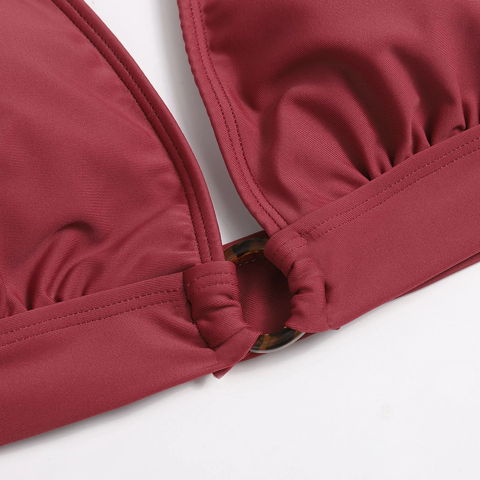 

New Swimsuit Women Bikinis Set Sexy Solid Color Halter Deep V-Neck Swimwear Bathing Swimsuit Beachwear 2021