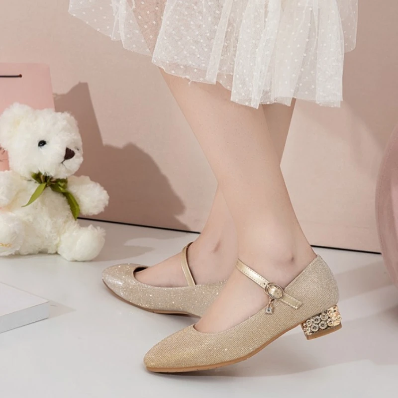 TAOFFEN Women Pumps Fashion Crystals Metal Buckle Shoes Girl New Design Heels Stylish Dance Party Footwear Size 28-40 | Обувь