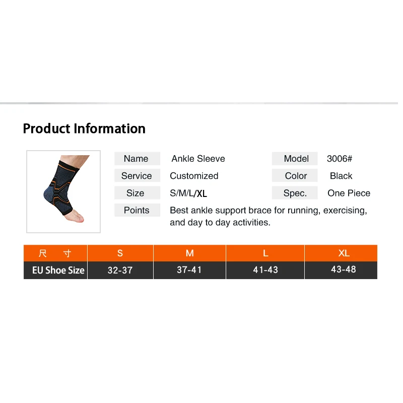 

1 PC Ankle Brace Compression Support Sleeve Elastic Knitted Breathable for Injury Recovery Joint Pain Basketball Sports Socks