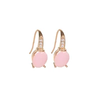 trend fashion minimalism geometric pink oval womens earrings korean style drop pendant rose gold jewelry for women aesthetic