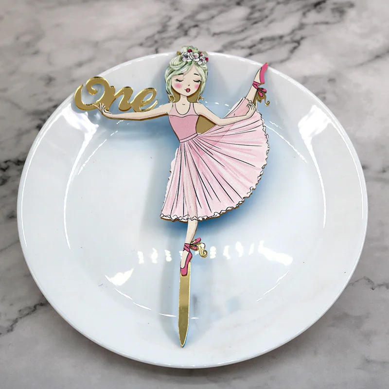 Ins танцующая девушка день рождения торт Топпер детский акриловый С Днем Рождения