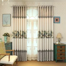 Estilo chinês jacquard paisagem pintura sombreamento cortinas para sala de estar jantar quarto (3)