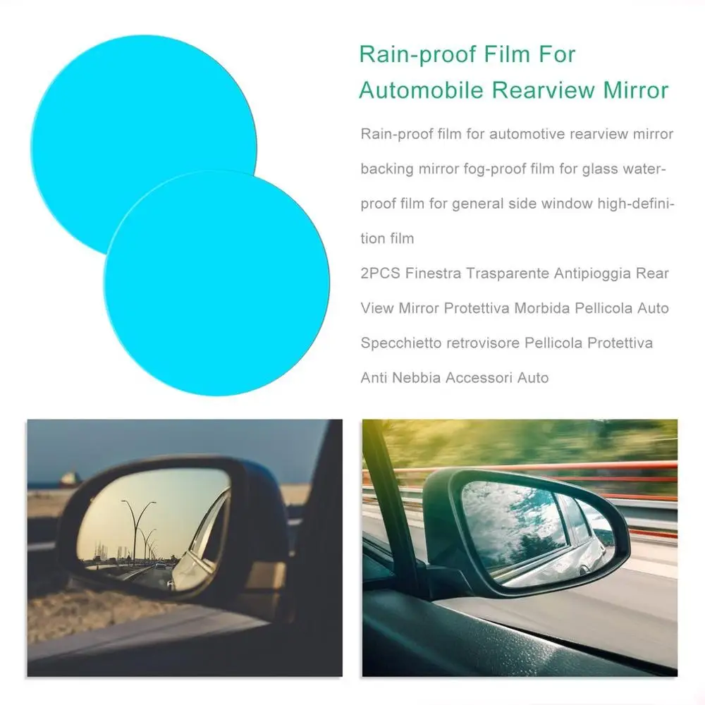 

Car Rearview Mirror Rain Film Reversing Mirror Anti-Fog Stick Glass Waterproof Film Universal Side Window Hd Film