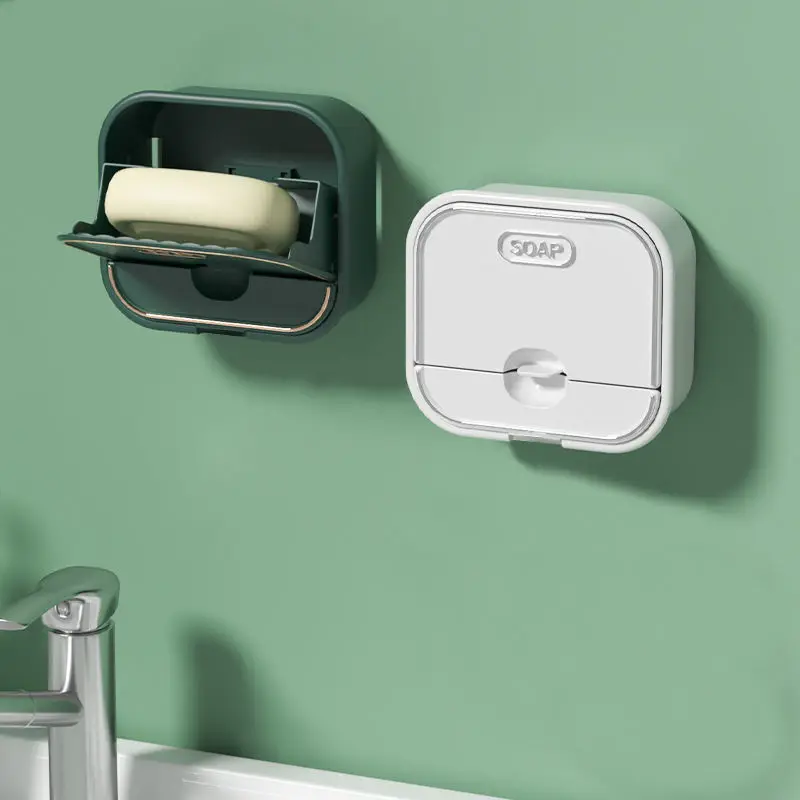 

Шкатулка для мыла с отверстием для унитаза, настенный подвесной бокс для мыла в студенческом общежитии, с крышкой и бесплатной перфорацией, ...