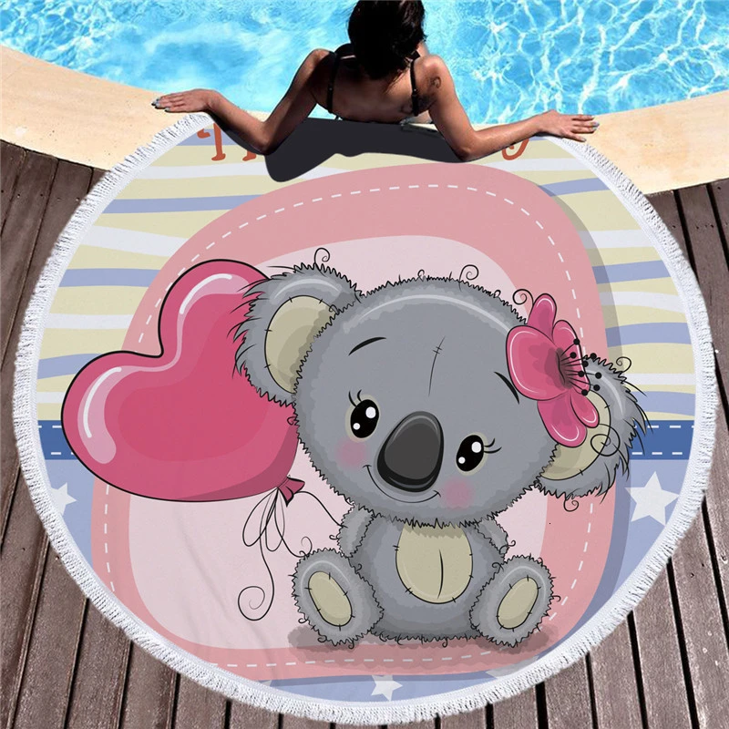 XC USHIO милое пляжное полотенце Koala с кисточкой Подарочное банное полотенце для детей любителей 450 г микрофибра 150 см одеяло для пикника йоги ковер
