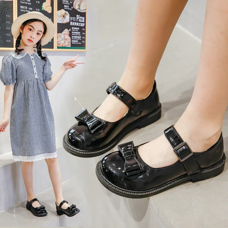 

Детская кожаная обувь Chaussure Fille для студентов, однотонная обувь принцессы для свадьбы, вечеринки, Детские классические туфли черного цвета