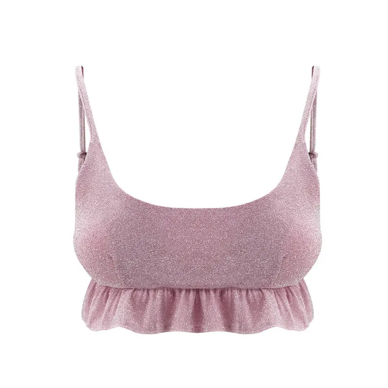 Женский комплект бикини с чашками пуш ап летний Яркий купальник оборками и