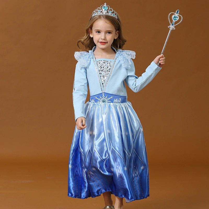 2020 платье для Хэллоуина Эльза 2 розово-голубое девочек детвечерние праздничный