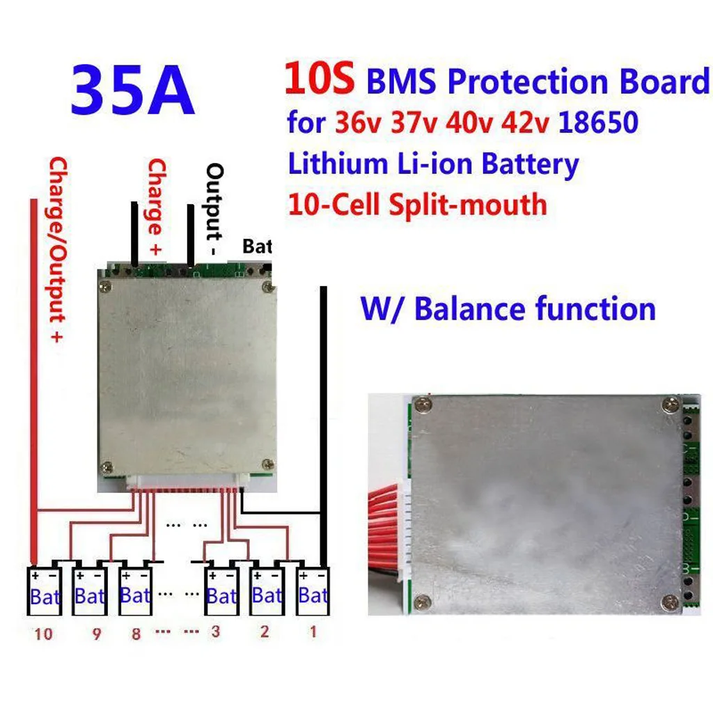 

Lithium battery protection board, 10S 36V 35A BMS PCB balance is suitable for Ebike Escooter, lithium electron balance protectio
