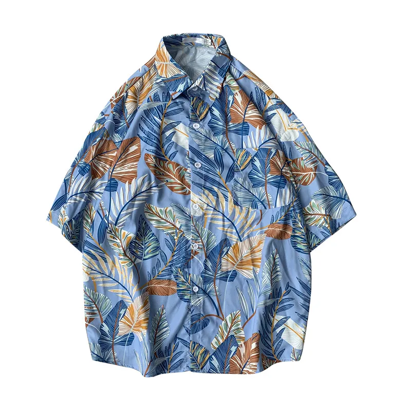 

Men Shirts Summer Print Mens Tops Couple Unisex Casual Beach Holiday Hawaii Ulzzang Oversize 3XL Loose Sunscreen Fashion Ins BF