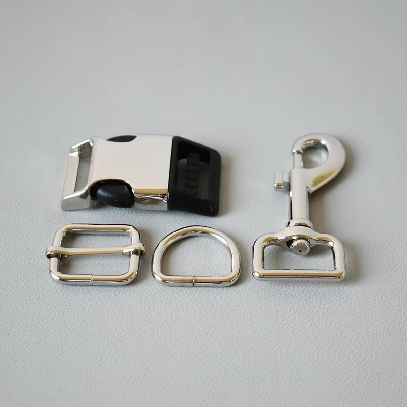 Juego de 20 hebillas de metal para Collar de perro, accesorios para Collar de perro, hebilla de Metal + anillo D + hebilla de tracci&oacute;n + cierre de perro> 4 Uds.-2