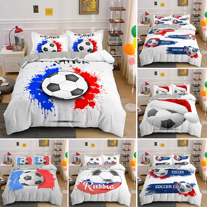

3D Soccer Bedding Set Printing Pillowcase Quilt Cover Football Duvet Covers Sets Home Textiles Queen King Size Dropshipping