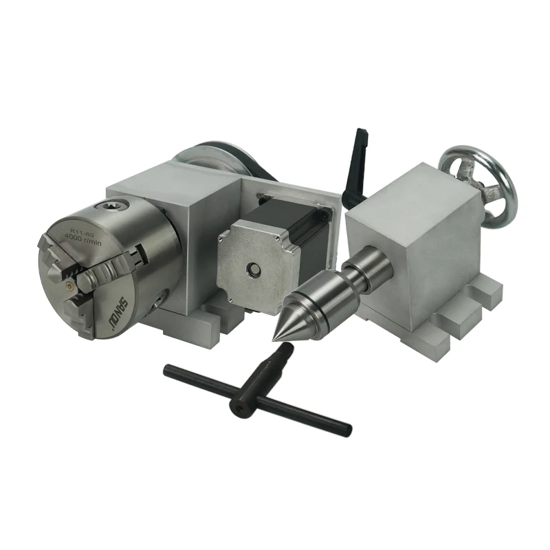 Роторная ось с ЧПУ 3-х кулачковый патрон 80 мм хвостовая часть 65 наперсток 4-й Осью