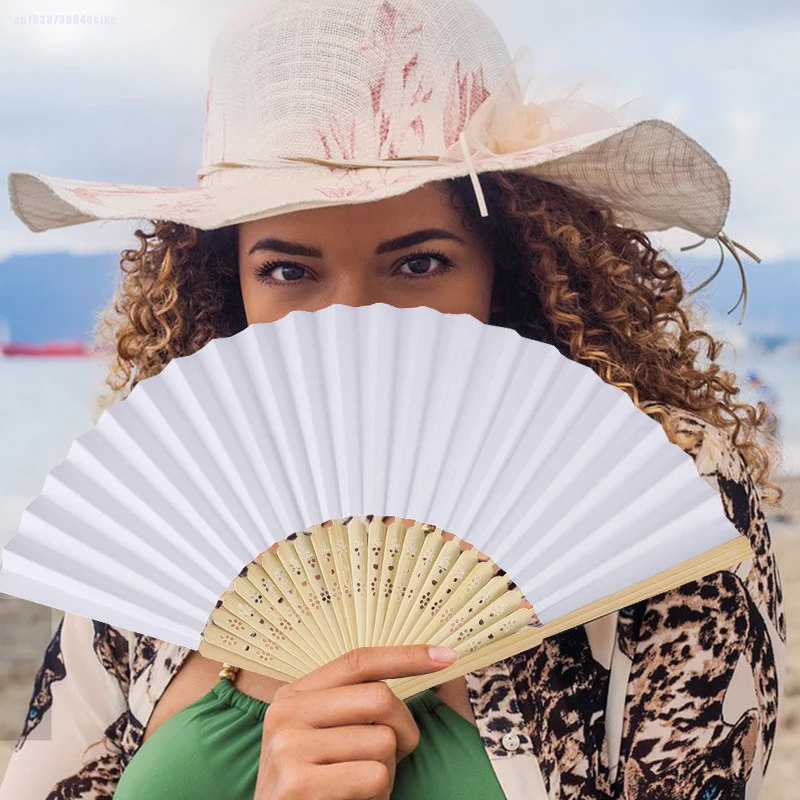 Белый складной элегантный бумажный веер свадебные сувениры для - Цена: 1854.36