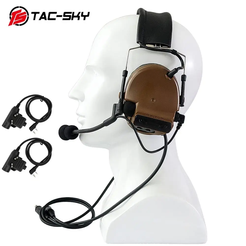 TAC-SKY COMTAC III двойной проходной силиконовый наушник версия шумоподавления тактическая гарнитура+ 2 военных адаптера KENWOOD U94 PTT