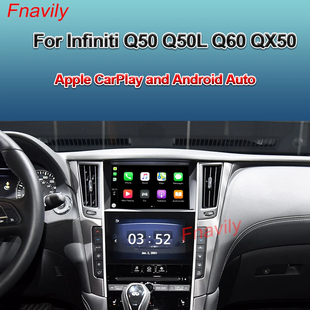 Fnavily OEM Модернизированный беспроводной CarPlay для Infiniti Q50 Q50L Q60 QX50 Apple и Android Авто