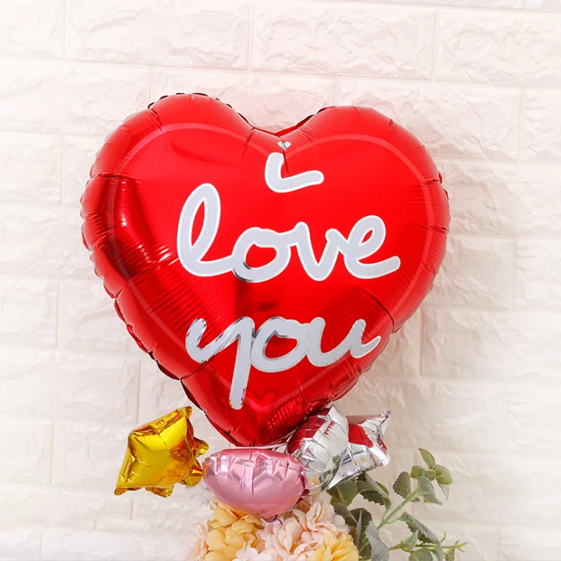 18 дюймовый шар из алюминиевой фольги в форме сердца Love I LOVE YOU|Воздушные шары и