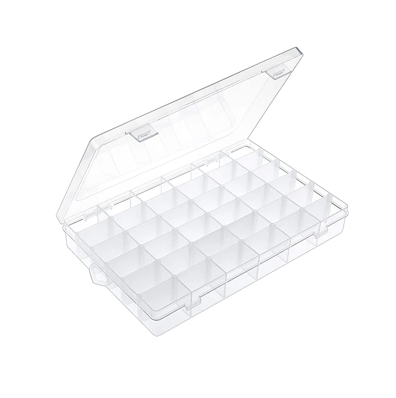 

2Pcs Plastic Organizer Box 36 Grids Craft Storage Bead Organizer with Compartment Dividers Jewelry Box for Sewing Rock Screws