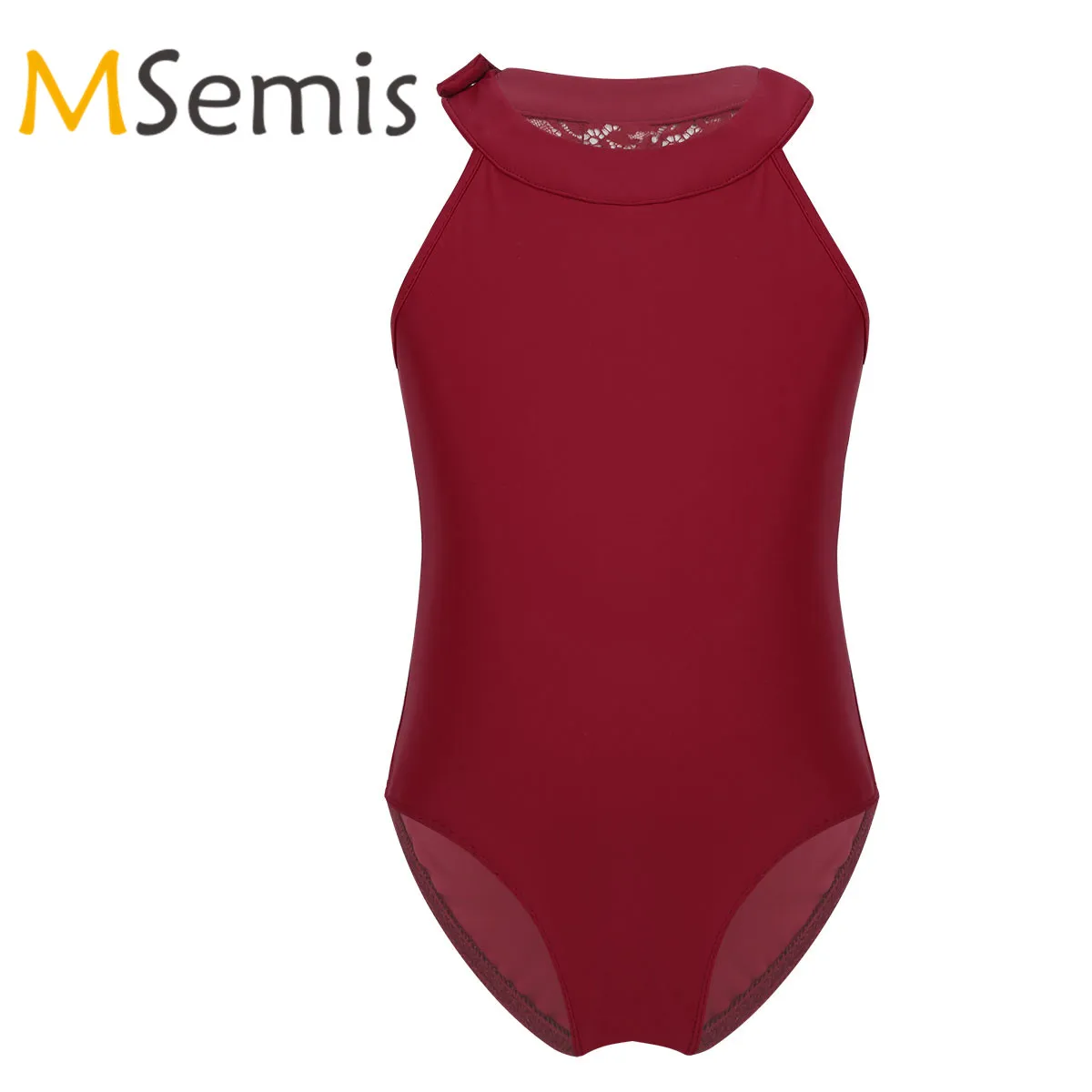 Детский гимнастический купальник для девочек танцев без рукавов с лямкой на шее