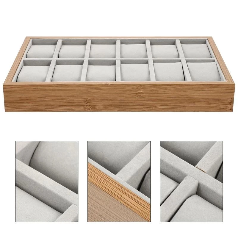 Деревянная витрина для часов 12 ячеек чехол-органайзер хранения наручных с