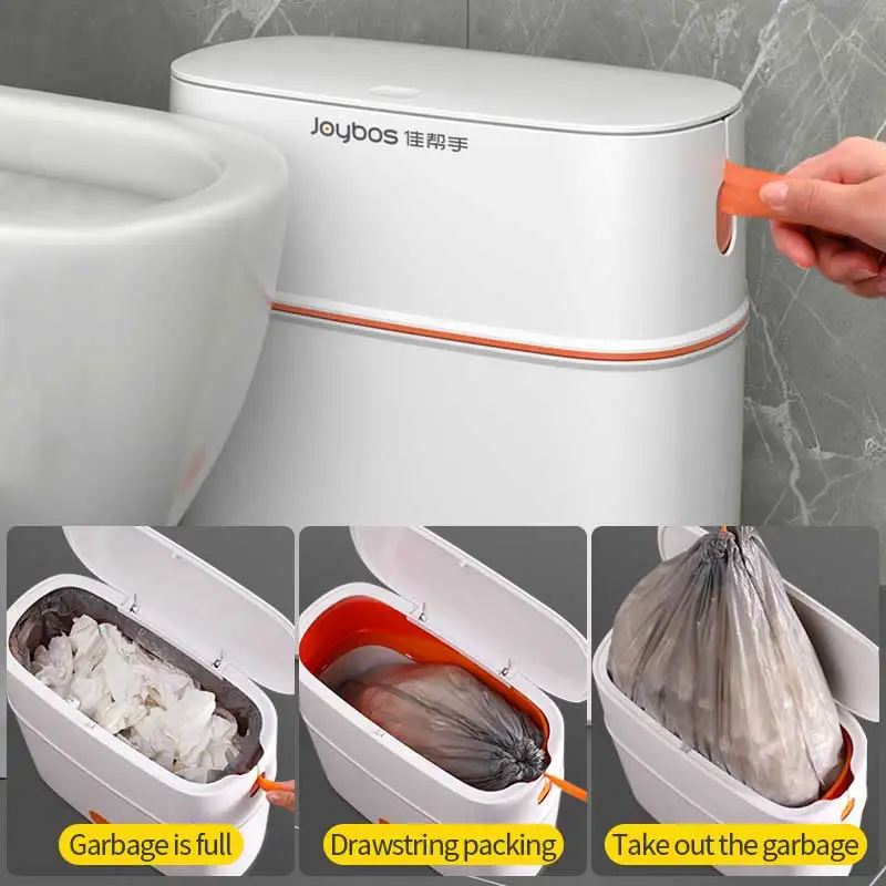 

JOYBOS Waterproof Garbage Bucket Trash Can With Lid Portable Automatic Packing Bin Living Room Toilet Bathroom Kitchen Seal JBS1
