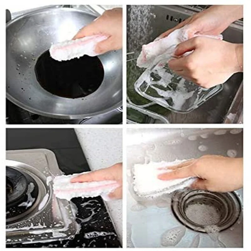 6pcs Bamboo fiber sponge kitchen cloth cleaning brush absorbent oil-free scouring pad reusable dishwashing | Дом и сад