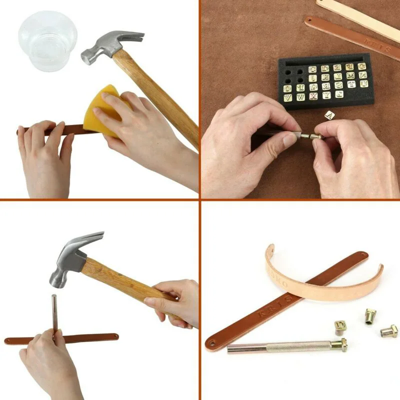 26 шт. набор кожаных стемперов с буквенным алфавитом стальной перфоратор