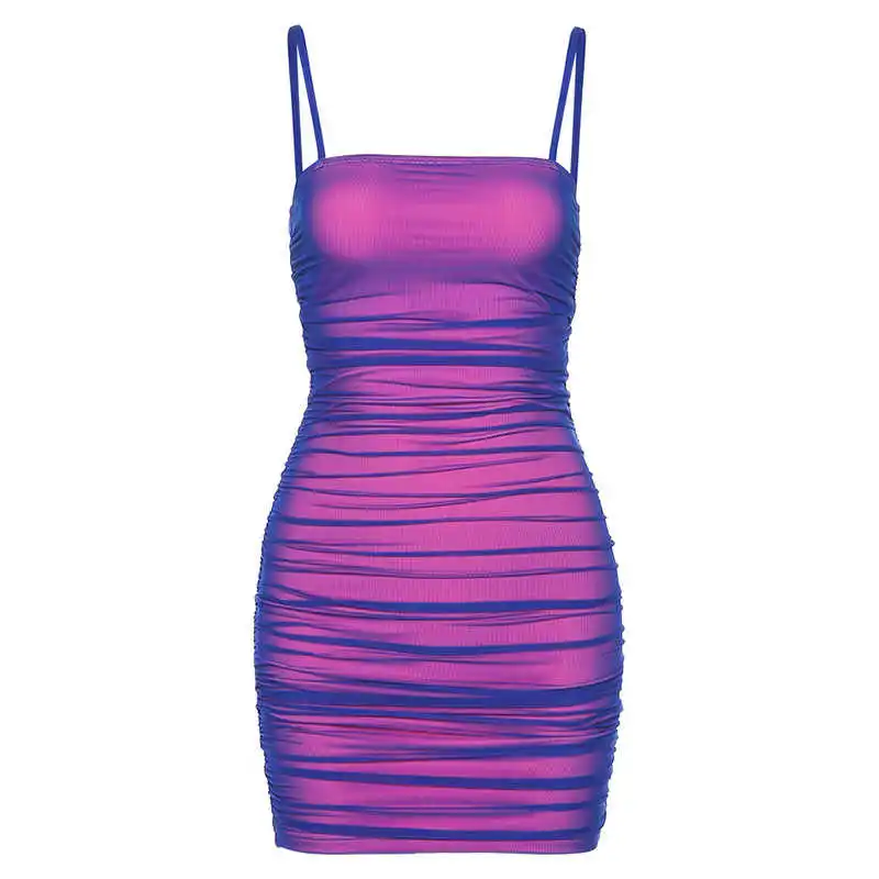 

reflective fashion sexy dress summer clothes for women slash neck camisole skinny mini dresses female club partywear