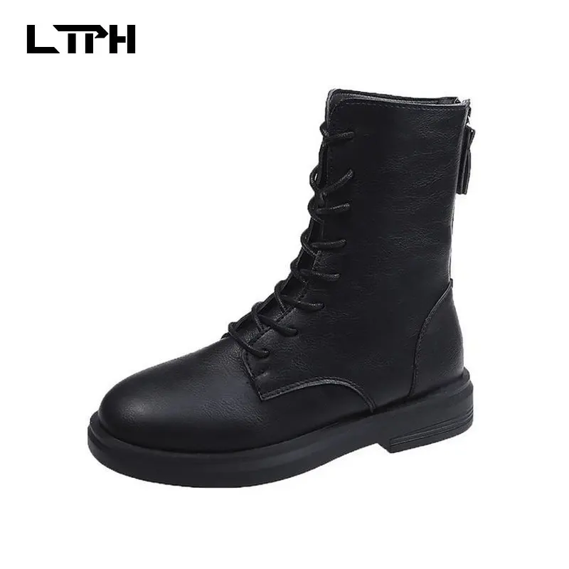 Женские бархатные Полусапоги Martin на толстом каблуке однотонные повседневные