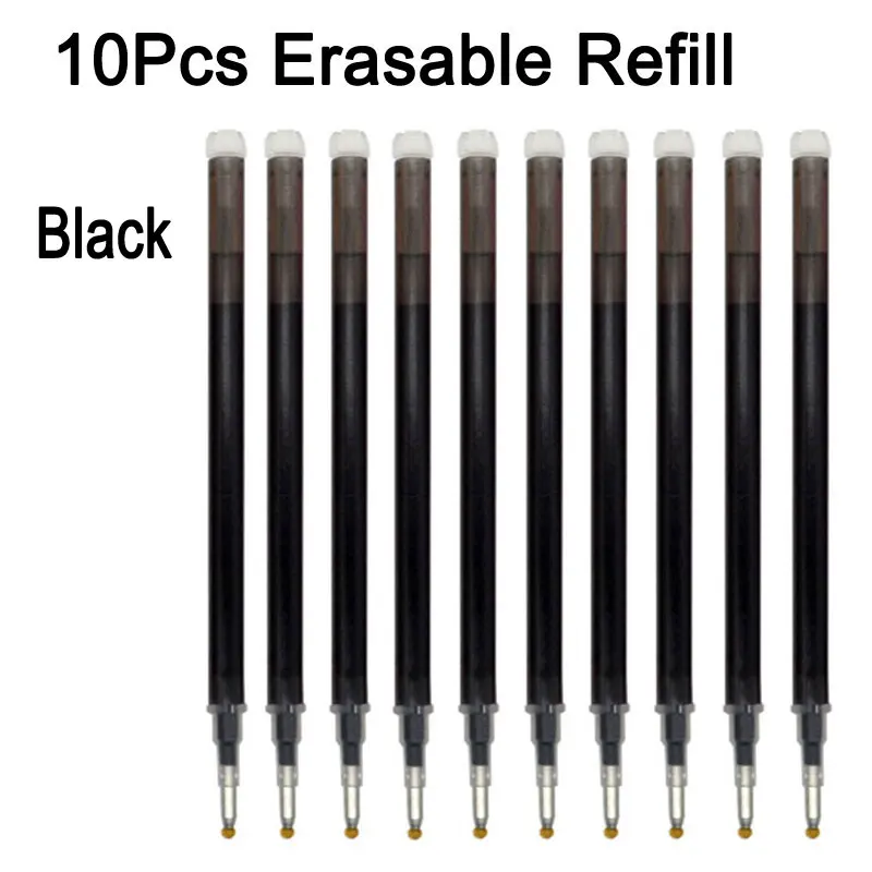 10pcs black ink Delvitch 10 шт./набор, 0,5 мм стержень со стираемыми чернилами, Волшебная стираемая ручка, сменные стержни, Офисная гелевая ручка, заправка, синие канцелярские принадлежности, инструменты для письма - Цвет: 10pcs black ink