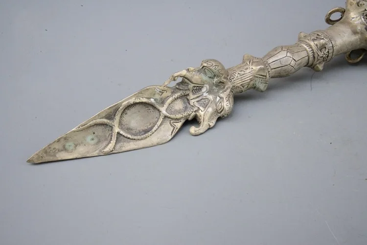 Латунный посеребренный пестик демона имитация античной Суви мА Тау мин Ван ПУ Ба