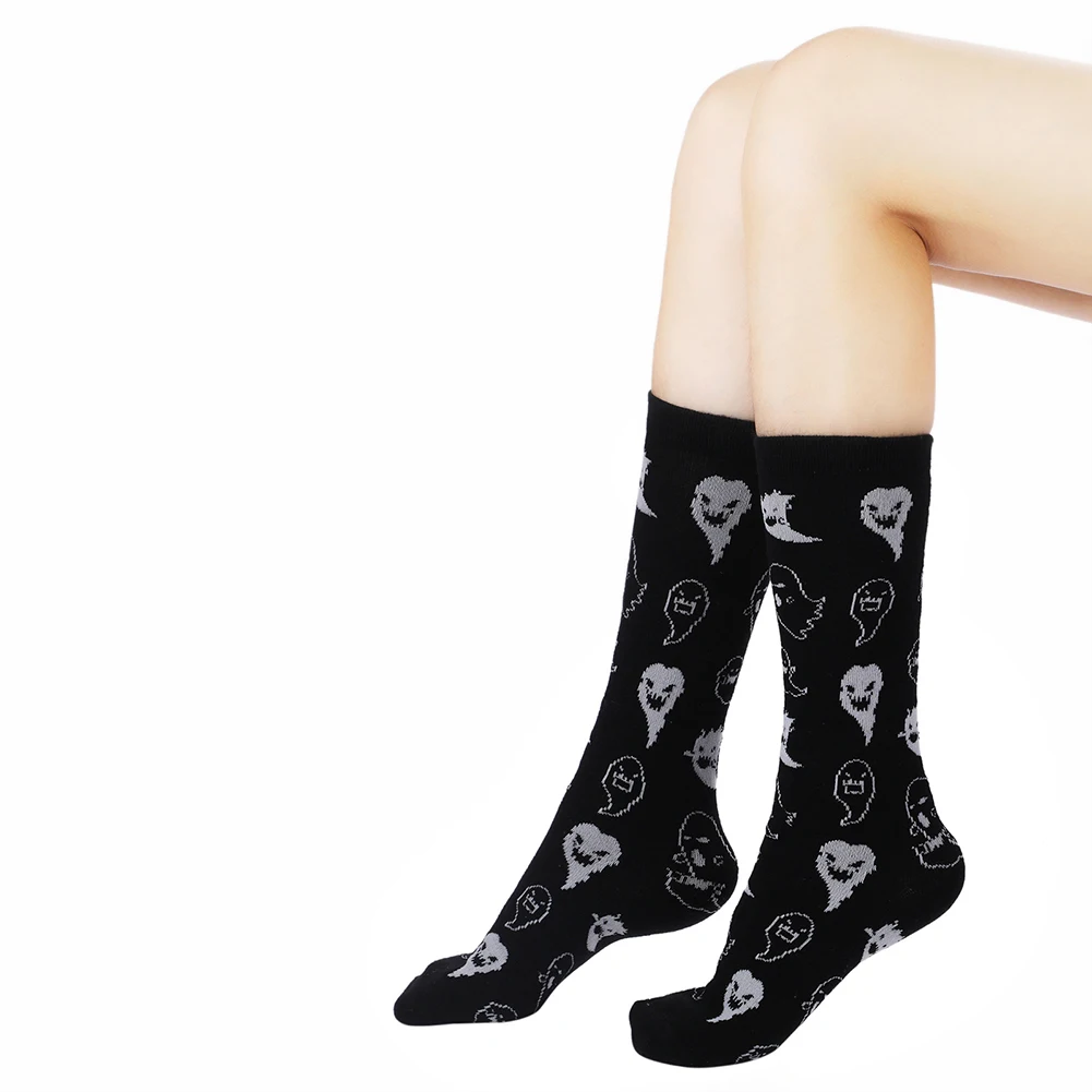 

JOCESTYLE 1 Pair Combed Cotton Sock Cartoon Halloween Nightmare Evil Print Autumn Winter Sports Long Socks Stocking