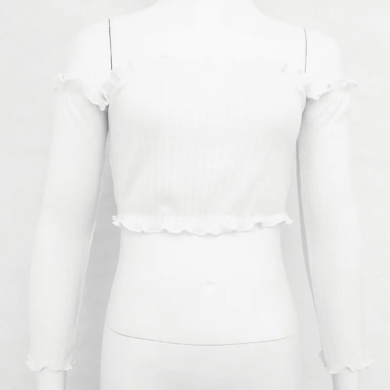 

Autumn new women's short one shoulder long sleeve sweater