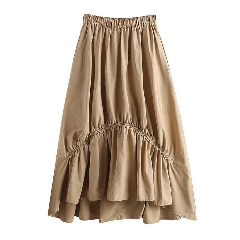 

Summer new tall waist show irregular thin pocket fabric drape splicing in long skirts W316 female skirt