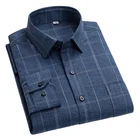 Мужская рубашка в клетку AOLIWEN, из 100% чистого хлопка, темно-синяя, повседневная, износостойкая, приталенная, с длинными рукавами, весна-осень, 2021