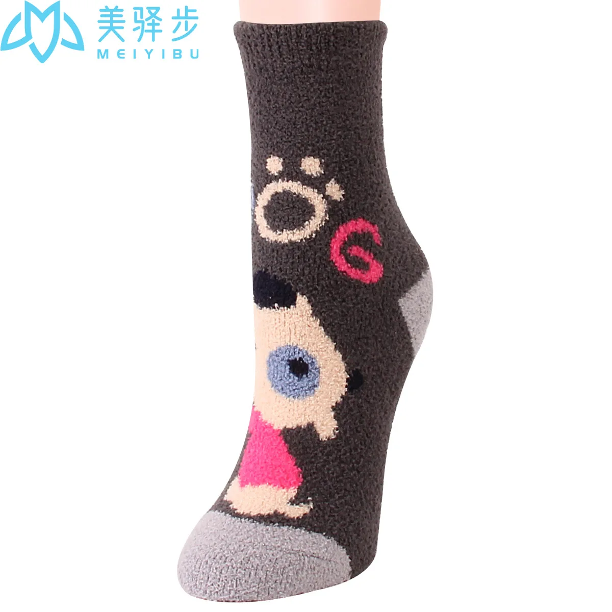 12 Pairs Per Set Winter New Cartoon Thickened Warm Women's Socks Cute Puppy Sleep Socks Korean Socks