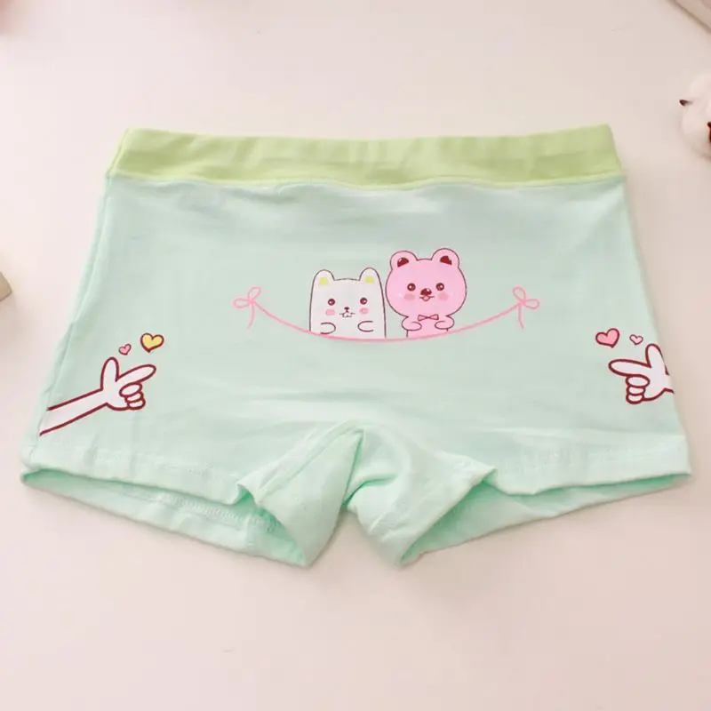 Детское хлопковое нижнее белье для девочек Трусы боксеры с рисунком медведя из
