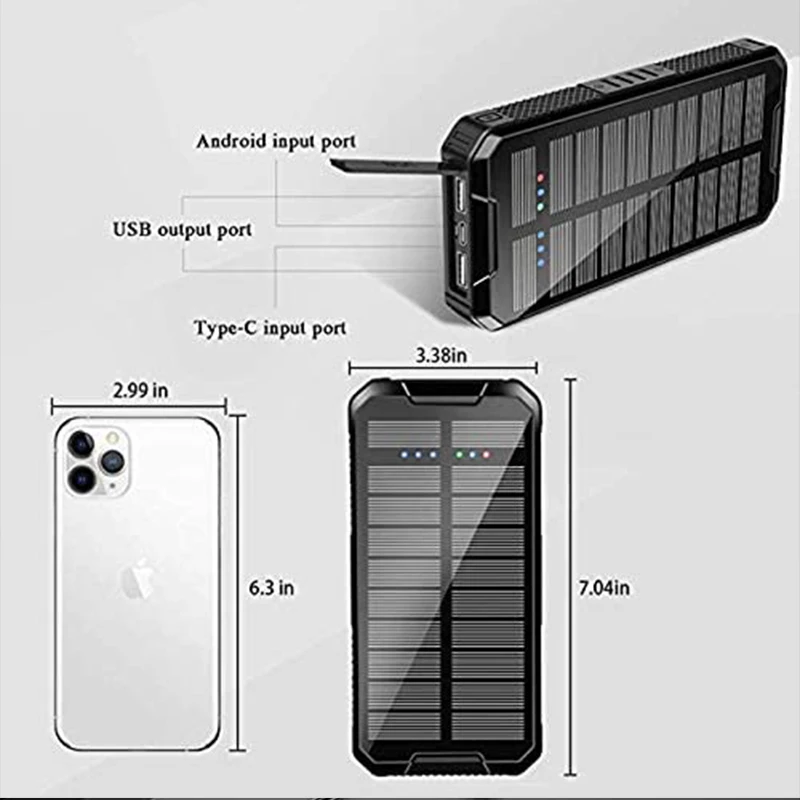solar wireless charging battery power bank 80000 ma solar panel solar external charger portable for iphone samsung huawei free global shipping