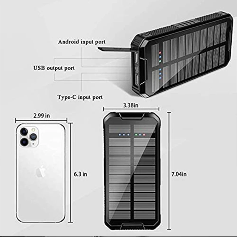Solar Wireless Charging Battery Power Bank 80000 mA Panel External Charger Portable for iPhone Samsung Huawei | Мобильные телефоны