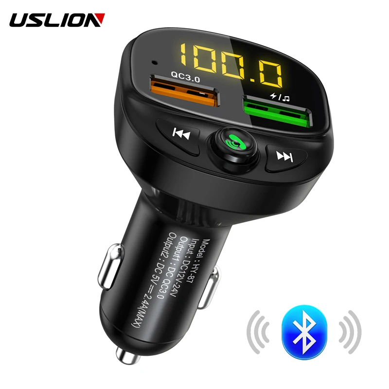 USLION Автомобильный Mp3 музыкальный плеер Bluetooth 5,0 приемник fm-передатчик двойной USB Автомобильное зарядное устройство U диск и TF карта музыкальный плеер без потерь