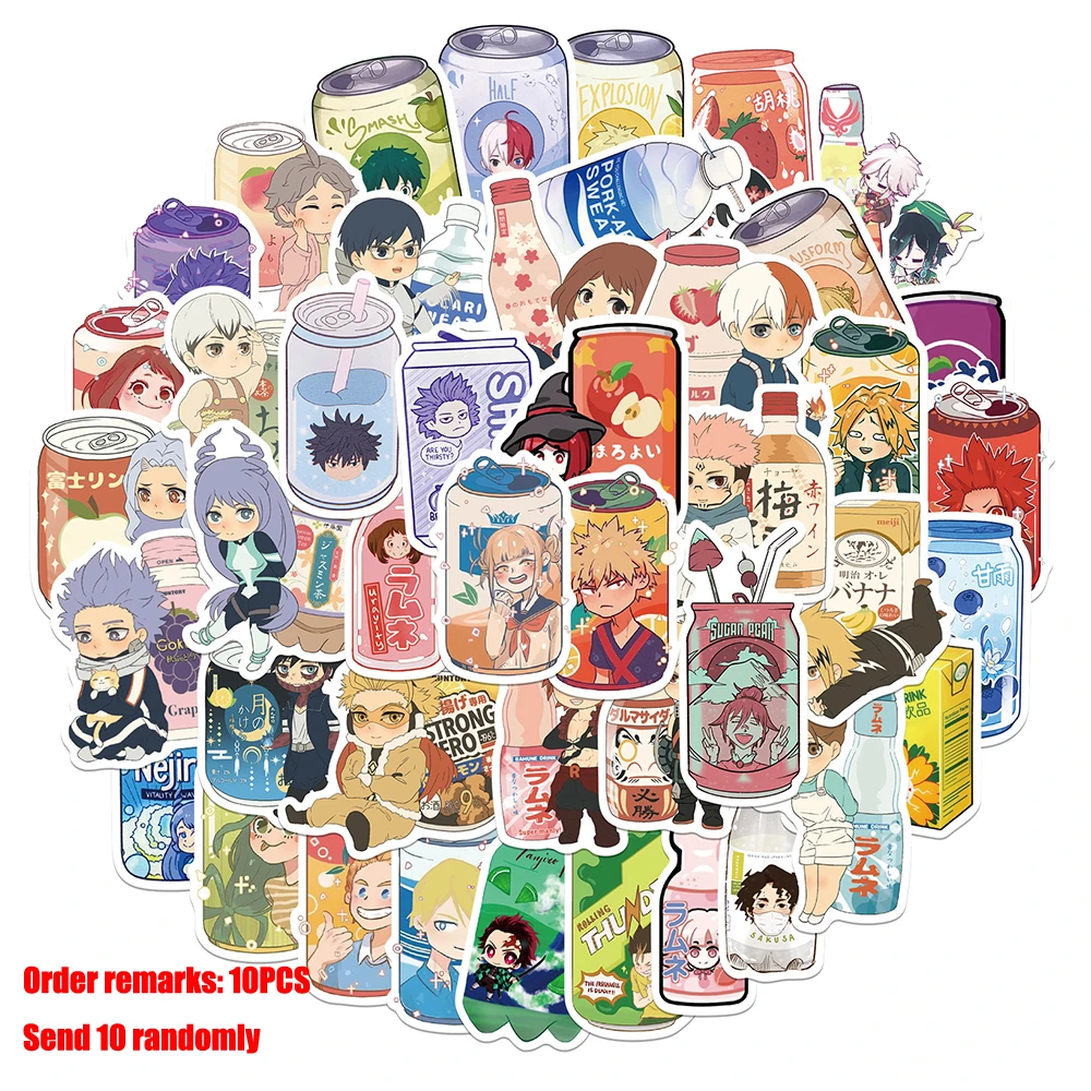 

10/30/50 Pcs Anime Beverage Can Sticker Cartoon Cute Waterproof PVC For Graffiti Divination Refrigerator Skateboard Classic Toy