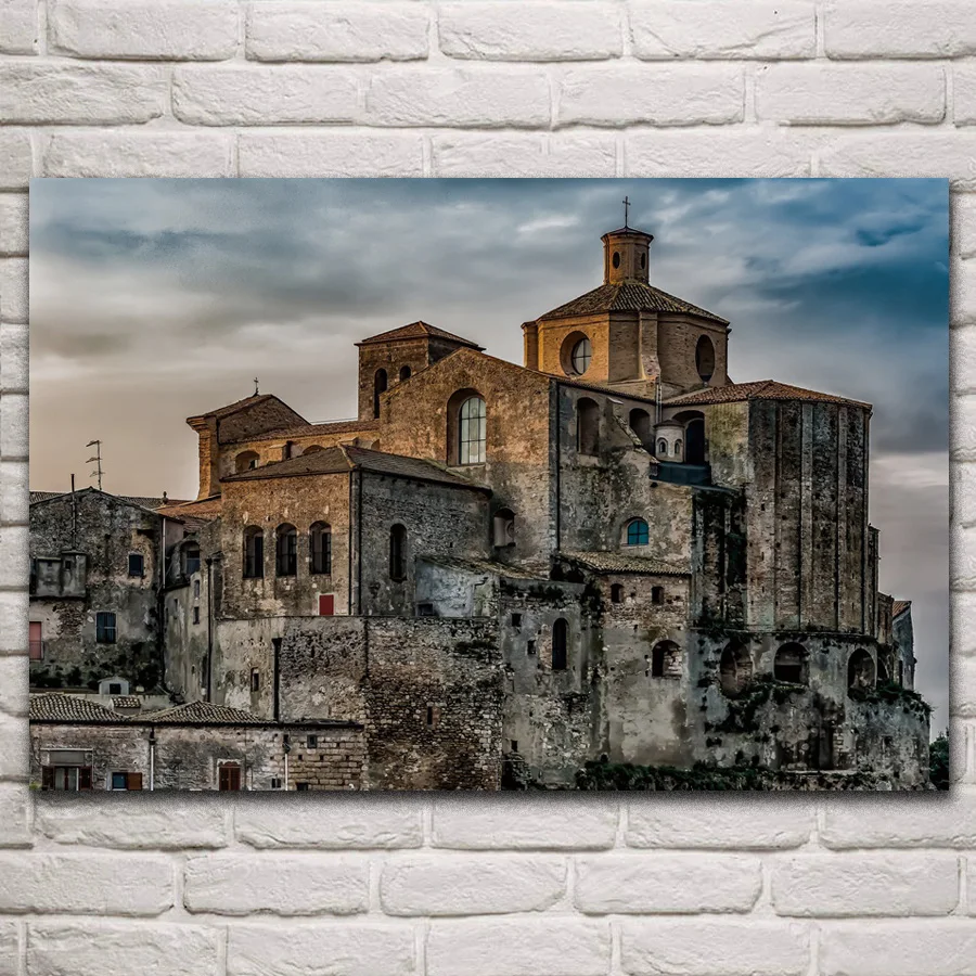 

Irsina Town винтажное здание, Ландшафтная фигурка, ткань, фотография, домашнее искусство, украшение для гостиной KP610
