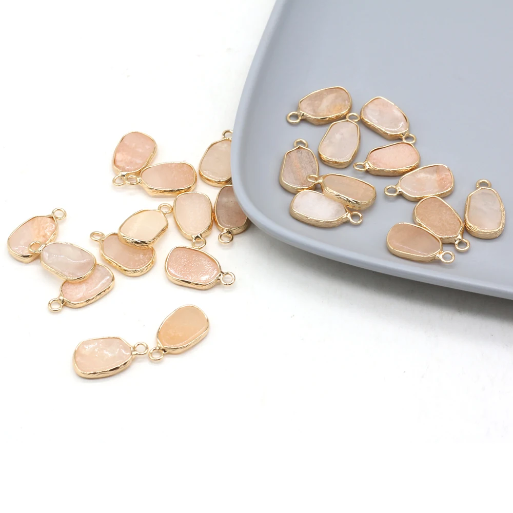 

Wholesale10PCS Natural SemStone Pink Aventurine Oval Gold-plated Pendant Making DIY Necklace Charm Jewelry Accessory Gift Party