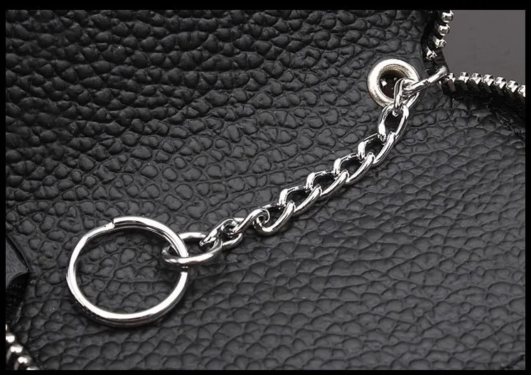 Мужской кожаный кошелек для ключей органайзер цепочка на молнии чехол